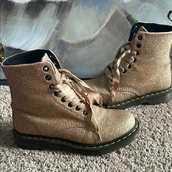 Dr. Martens 1460 Gold Glitter Women's Boots - Picture 5 of 9